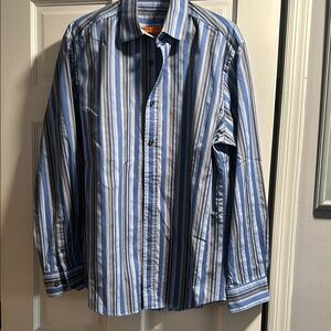 TAILORBYRD Men's XL Blue Striped Shirt